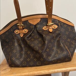 Louis Vuitton Monogram Canvas Tote with Brown Leather Trim